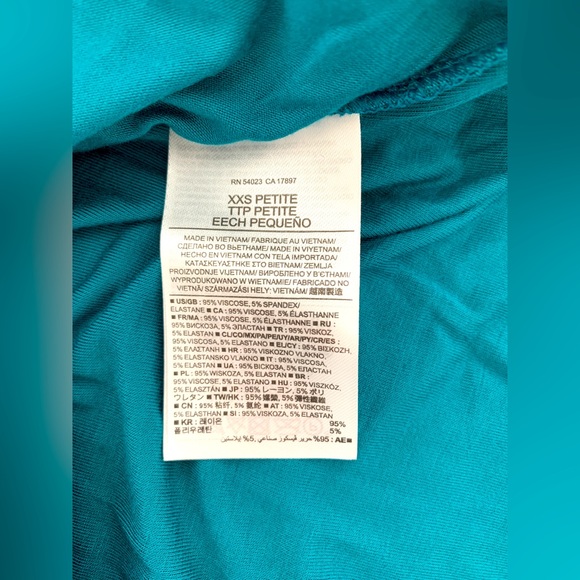 ❗️CLEAROUT❗️NWT! BANANA REPUBLIC teal faux-wrap ruched short sleeve DRESS - Picture 8 of 8